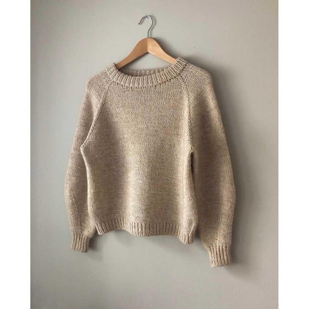 H&M Blush Metallic Shimmer Chunky Knit Sweater Raglan Pullover Womens XL New
